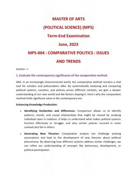 IGNOU MPS-04 Previous Year Solved Question Paper English Medium (JUNE 2023)