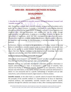 IGNOU MRD-004 Previous Year Solved Question Paper English Medium (JUNE 2023)