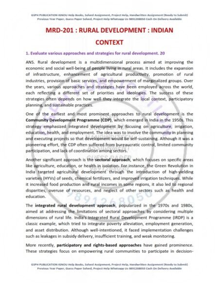 IGNOU MRD-201 Previous Year Solved Question Paper English Medium (JUNE 2024)