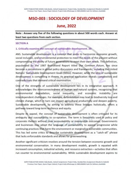 IGNOU MSO-003 Previous Year Solved Question Paper English Medium (JUNE 2022)