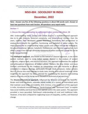 IGNOU MSO-004 Previous Year Solved Question Paper English Medium (DEC 2022)
