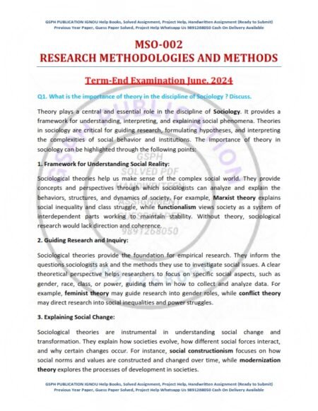 IGNOU MSO-002 Previous Year Solved Question Paper English Medium (JUNE 2024)