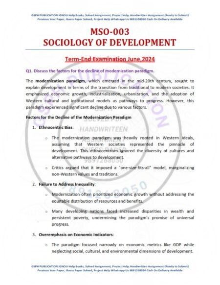 IGNOU MSO-003 Previous Year Solved Question Paper English Medium (JUNE 2024)