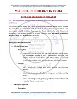 IGNOU MSO-004 Previous Year Solved Question Paper English Medium (JUNE 2024)