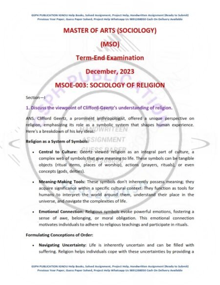 IGNOU MSOE-003 Previous Year Solved Question Paper English Medium (DEC 2023)