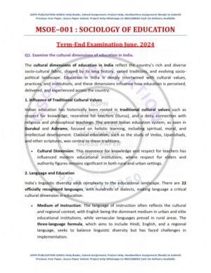 IGNOU MSOE-001 Previous Year Solved Question Paper English Medium (JUNE 2024)