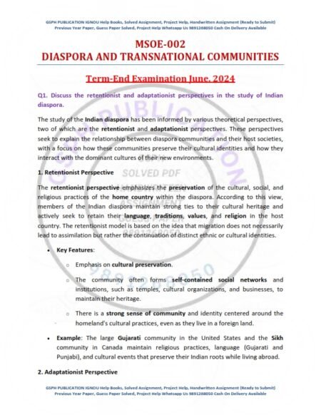 IGNOU MSOE-002 Previous Year Solved Question Paper English Medium (JUNE 2024)