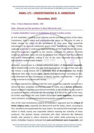 IGNOU BABG-171 Previous Year Solved Question Paper English Medium (DEC 2023)