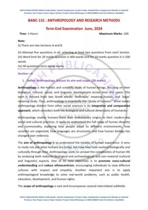 IGNOU BANC-131 Previous Year Solved Question Paper English Medium (JUNE 2024)