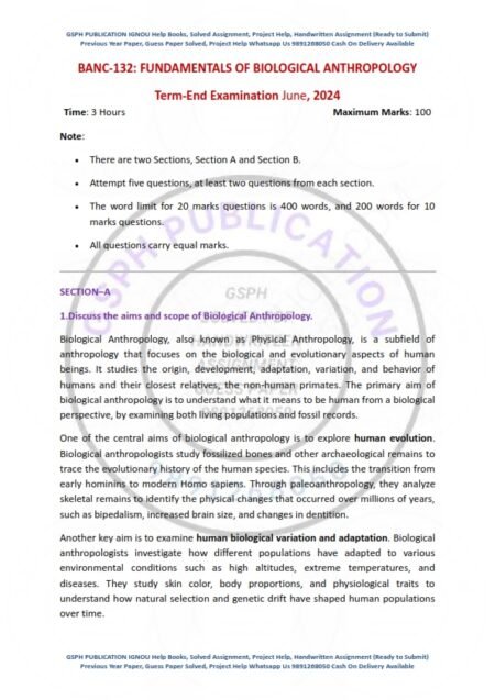 IGNOU BANC-132 Previous Year Solved Question Paper English Medium (JUNE 2024)