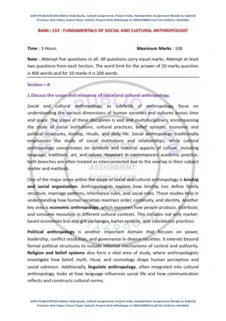 IGNOU BANC-133 Previous Year Solved Question Paper English Medium (JUNE 2024)