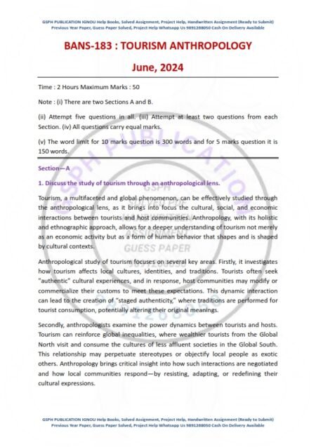 IGNOU BANS-183 Previous Year Solved Question Paper English Medium (JUNE 2024)