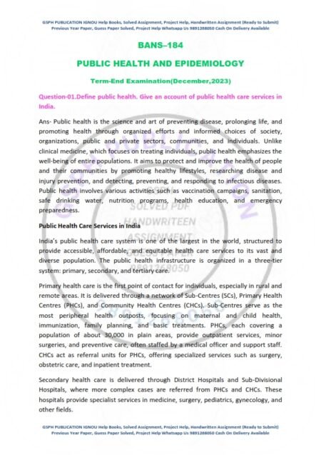 IGNOU BANS-184 Previous Year Solved Question Paper English Medium (DEC 2023)