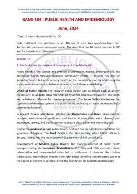 IGNOU BANS-184 Previous Year Solved Question Paper English Medium (JUNE 2024)