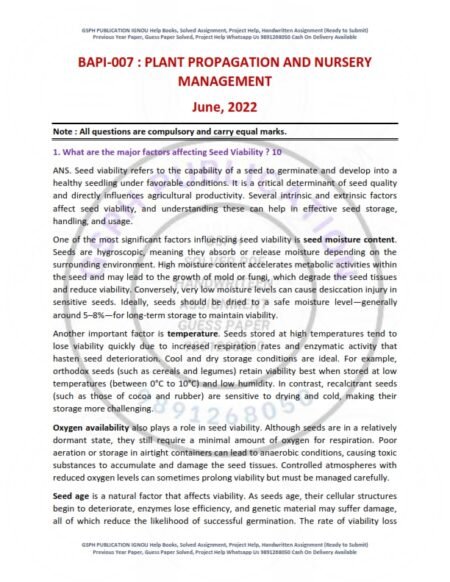 IGNOU BAPI-07 Previous Year Solved Question Paper English Medium (JUNE 2022)