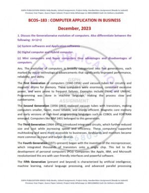 IGNOU BCOS-183 Previous Year Solved Question Paper English Medium (DEC 2023)