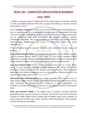 IGNOU BCOS-183 Previous Year Solved Question Paper English Medium (JUNE 2023)