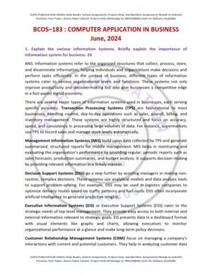 IGNOU BCOS-183 Previous Year Solved Question Paper English Medium (JUNE 2024)