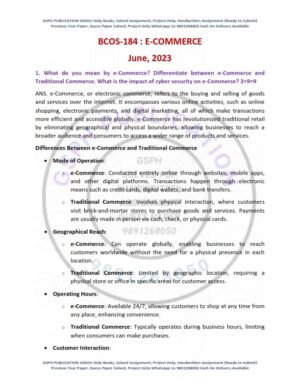 IGNOU BCOS-184 Previous Year Solved Question Paper English Medium (JUNE 2023)
