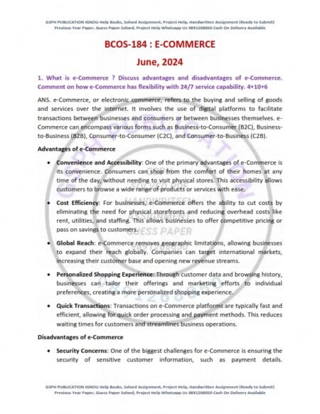 IGNOU BCOS-184 Previous Year Solved Question Paper English Medium (JUNE 2024)