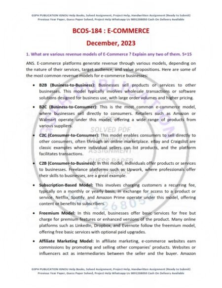 IGNOU BCOS-184 Previous Year Solved Question Paper English Medium (DEC 2023)