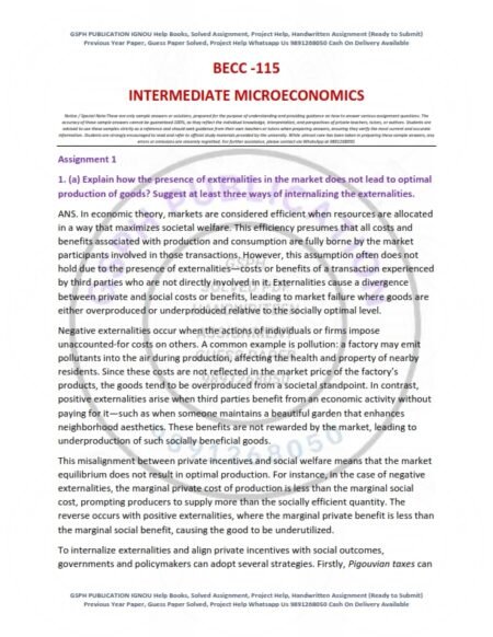 IGNOU BECC-115 Solved Assignment 2025 English Medium