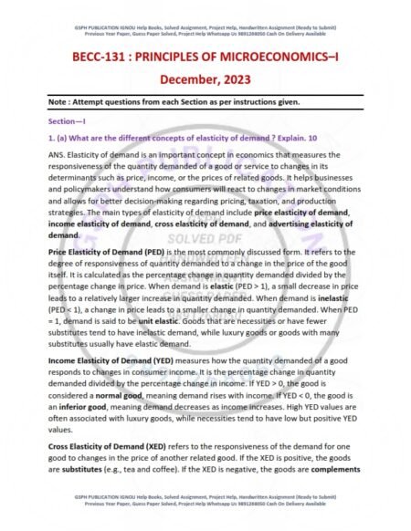 IGNOU BECC-131 Previous Year Solved Question Paper English Medium (DEC 2023)