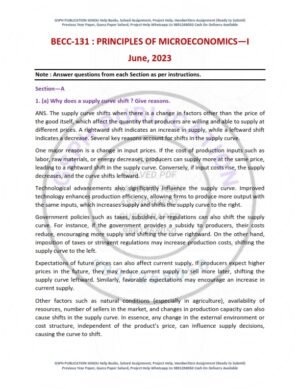 IGNOU BECC-131 Previous Year Solved Question Paper English Medium (JUNE 2023)