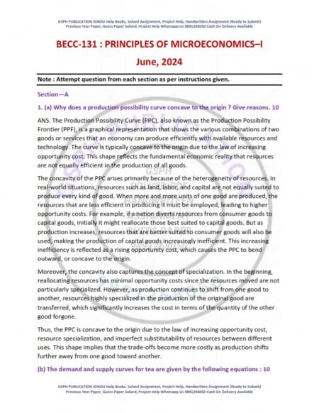 IGNOU BECC-131 Previous Year Solved Question Paper English Medium (JUNE 2024)
