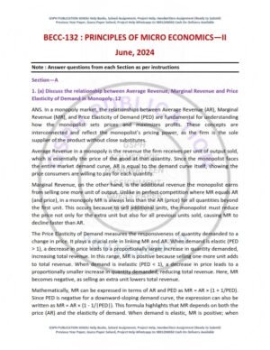 IGNOU BECC-132 Previous Year Solved Question Paper English Medium (JUNE 2024)