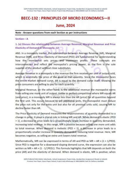 IGNOU BECC-132 Previous Year Solved Question Paper English Medium (JUNE 2024)
