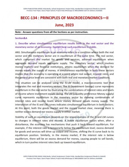 IGNOU BECC-134 Previous Year Solved Question Paper English Medium (JUNE 2023)
