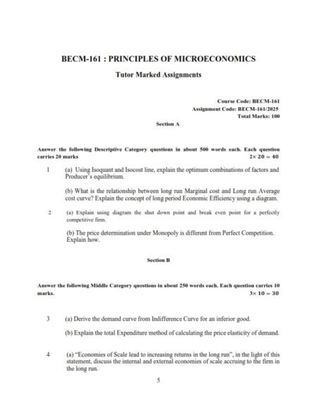 IGNOU BECM-161 Solved Assignment January 2025 English Medium