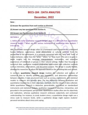 IGNOU BECS-184 Previous Year Solved Question Paper English Medium (DEC 2022)