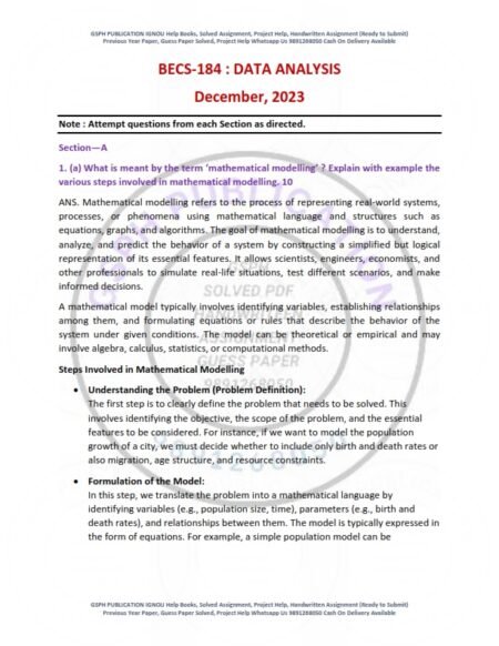 IGNOU BECS-184 Previous Year Solved Question Paper English Medium (DEC 2023)