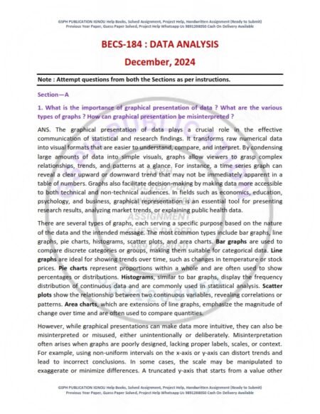 IGNOU BECS-184 Previous Year Solved Question Paper English Medium (DEC 2024)