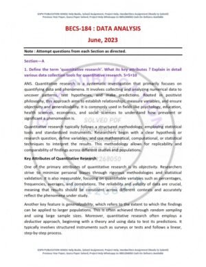IGNOU BECS-184 Previous Year Solved Question Paper English Medium (JUNE 2023)