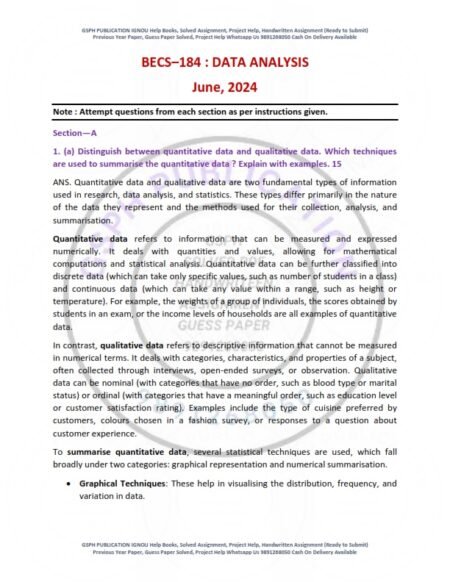 IGNOU BECS-184 Previous Year Solved Question Paper English Medium (JUNE 2024)