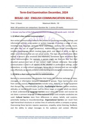 IGNOU BEGAE-182 Previous Year Solved Question Paper English Medium (DEC 2024)