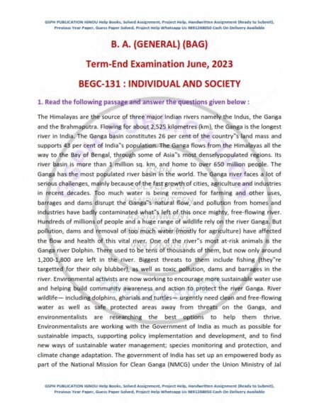 IGNOU BEGC-131 Previous Year Solved Question Paper English Medium (JUNE 2023)