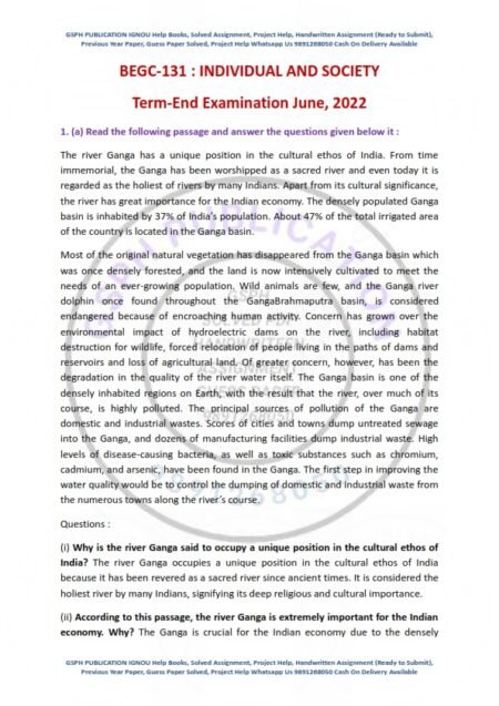 IGNOU BEGC-131 Previous Year Solved Question Paper English Medium (JUNE 2022)
