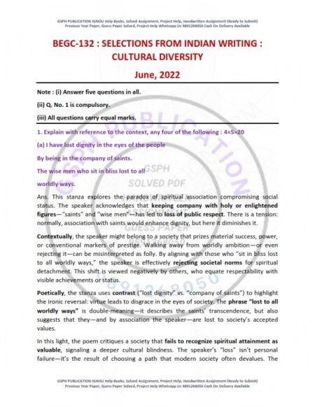 IGNOU BEGC-132 Previous Year Solved Question Paper English Medium (JUNE 2022)