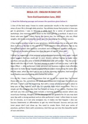 IGNOU BEGLA-135 Previous Year Solved Question Paper English Medium (JUNE 2022)