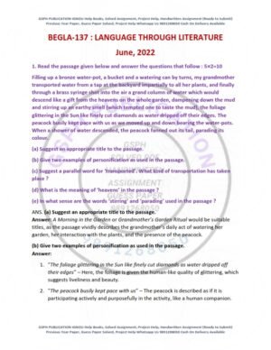IGNOU BEGLA-137 Previous Year Solved Question Paper English Medium (JUNE 2022)