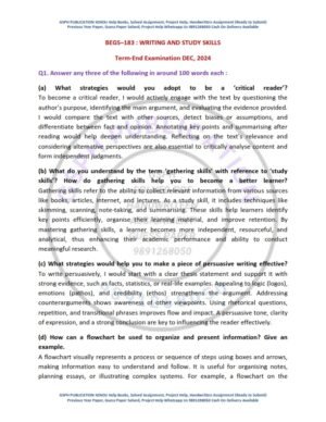 IGNOU BEGS-183 Previous Year Solved Question Paper English Medium (DEC 2024)
