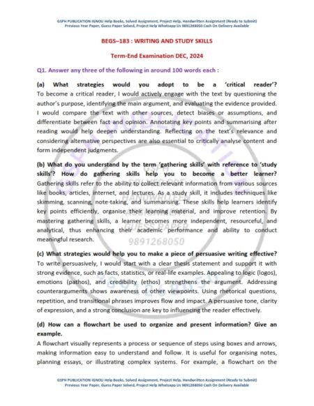 IGNOU BEGS-183 Previous Year Solved Question Paper English Medium (DEC 2024)