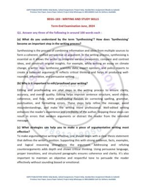 IGNOU BEGS-183 Previous Year Solved Question Paper English Medium (JUNE 2024)