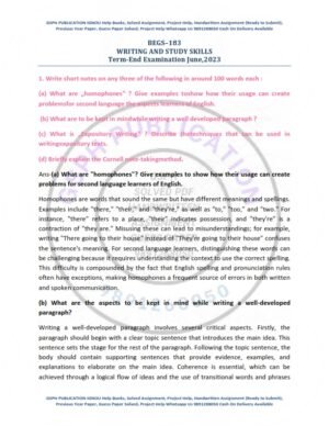 IGNOU BEGS-183 Previous Year Solved Question Paper English Medium (JUNE 2023)