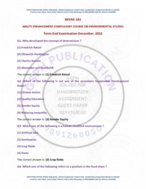 IGNOU BEAVE-181 Previous Year Solved Question Paper English Medium (DEC 2022)