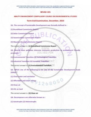 IGNOU BEAVE-181 Previous Year Solved Question Paper English Medium (DEC 2023)